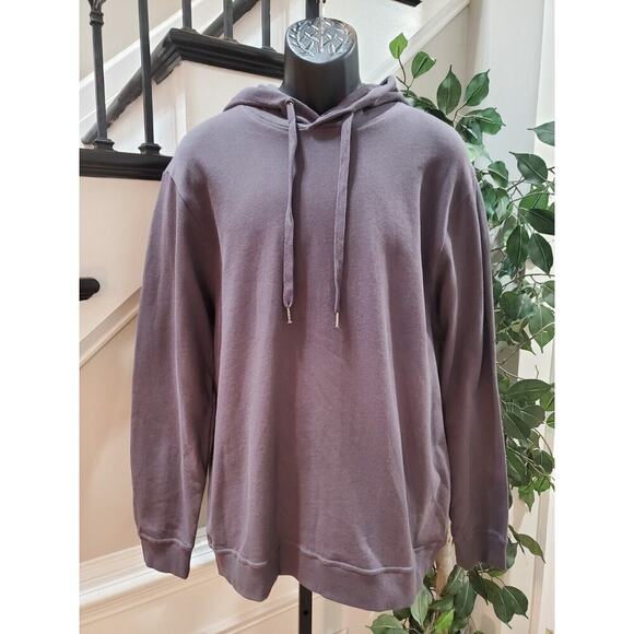 Mono B Mens Gray Solid 100% Cotton Drawstring Regular Fit Long Sleeve Hoodie - Picture 12 of 12